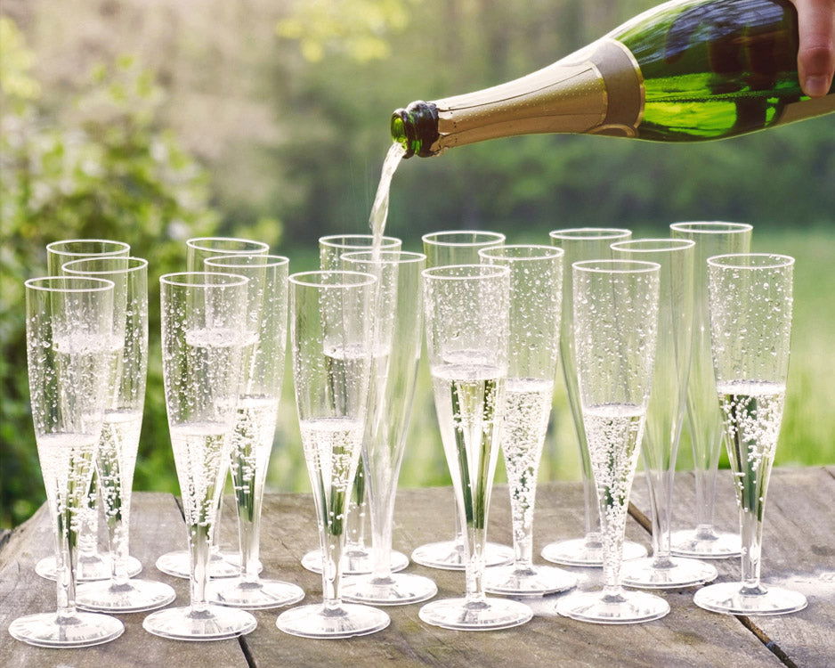 10 x Clear Disposable Plastic Prosecco Champagne Flutes 175ml 6oz Product Pro Plastics