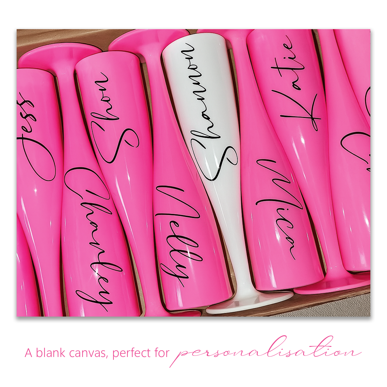 10 x Bridal Pack Plastic Prosecco Flutes 9 Pink 1 White