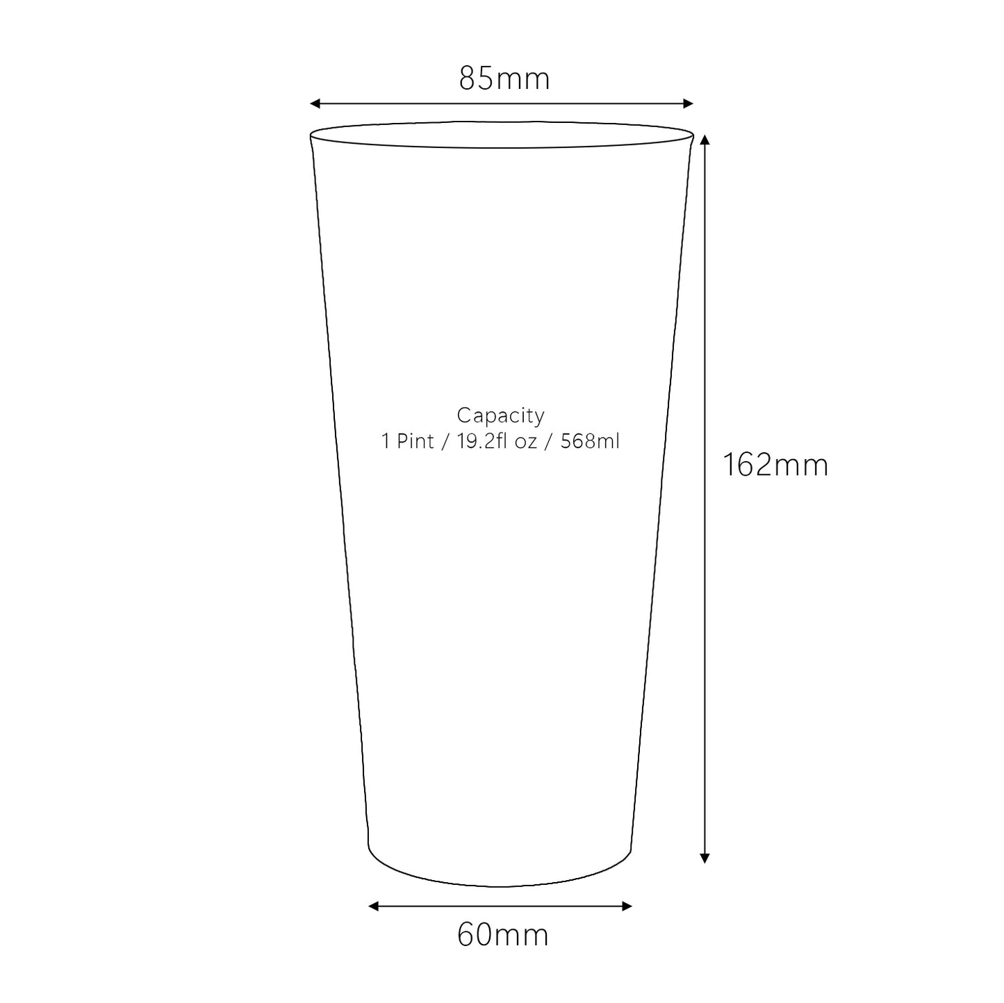 12 x Multicoloured Plastic Reusable Pint Cups Coloured 568ml 20oz