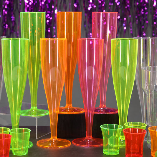 100 x Pink Plastic Prosecco Champagne Flutes 175ml 6oz