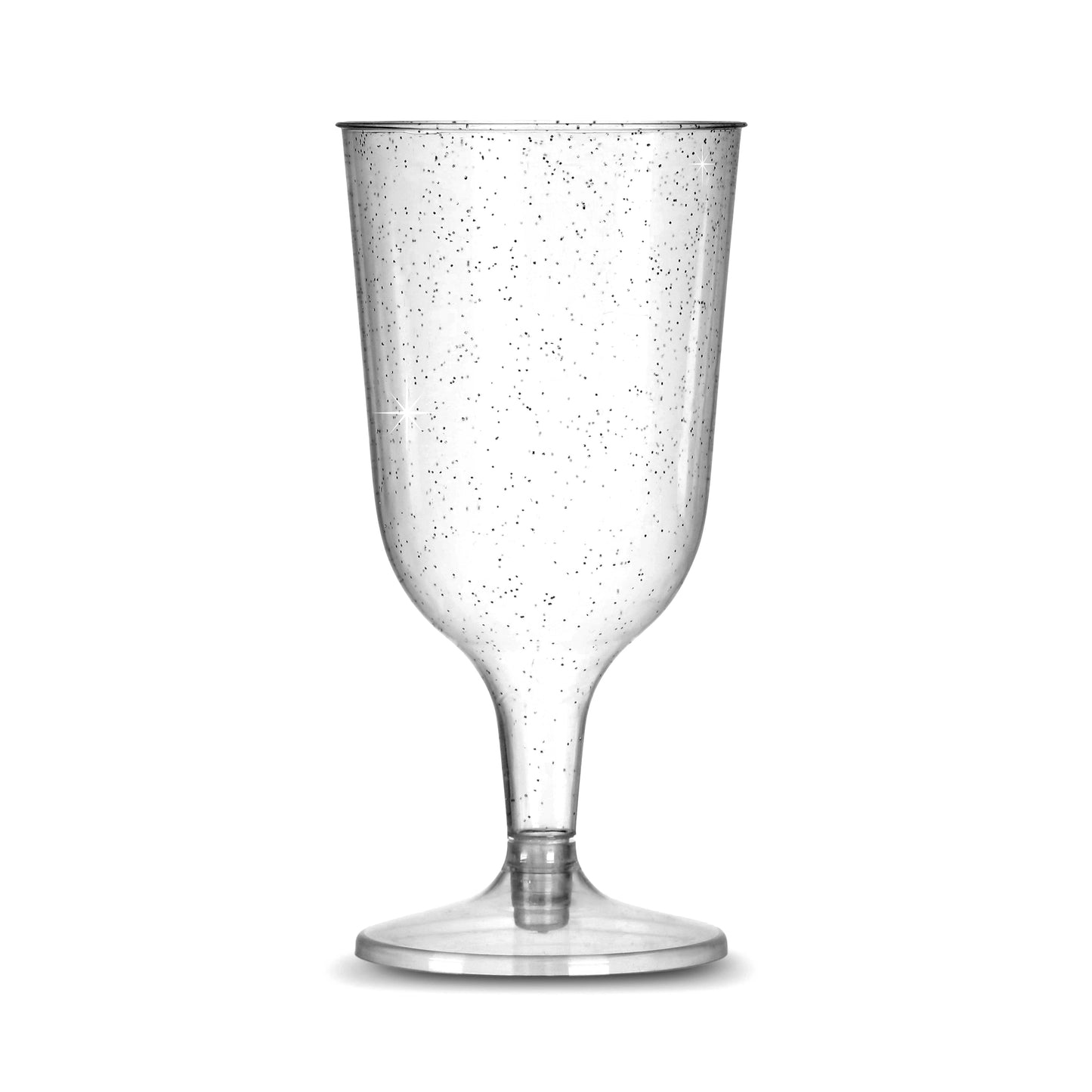 Silver Glitter Plastic Wine Glasses 200ml 7oz
