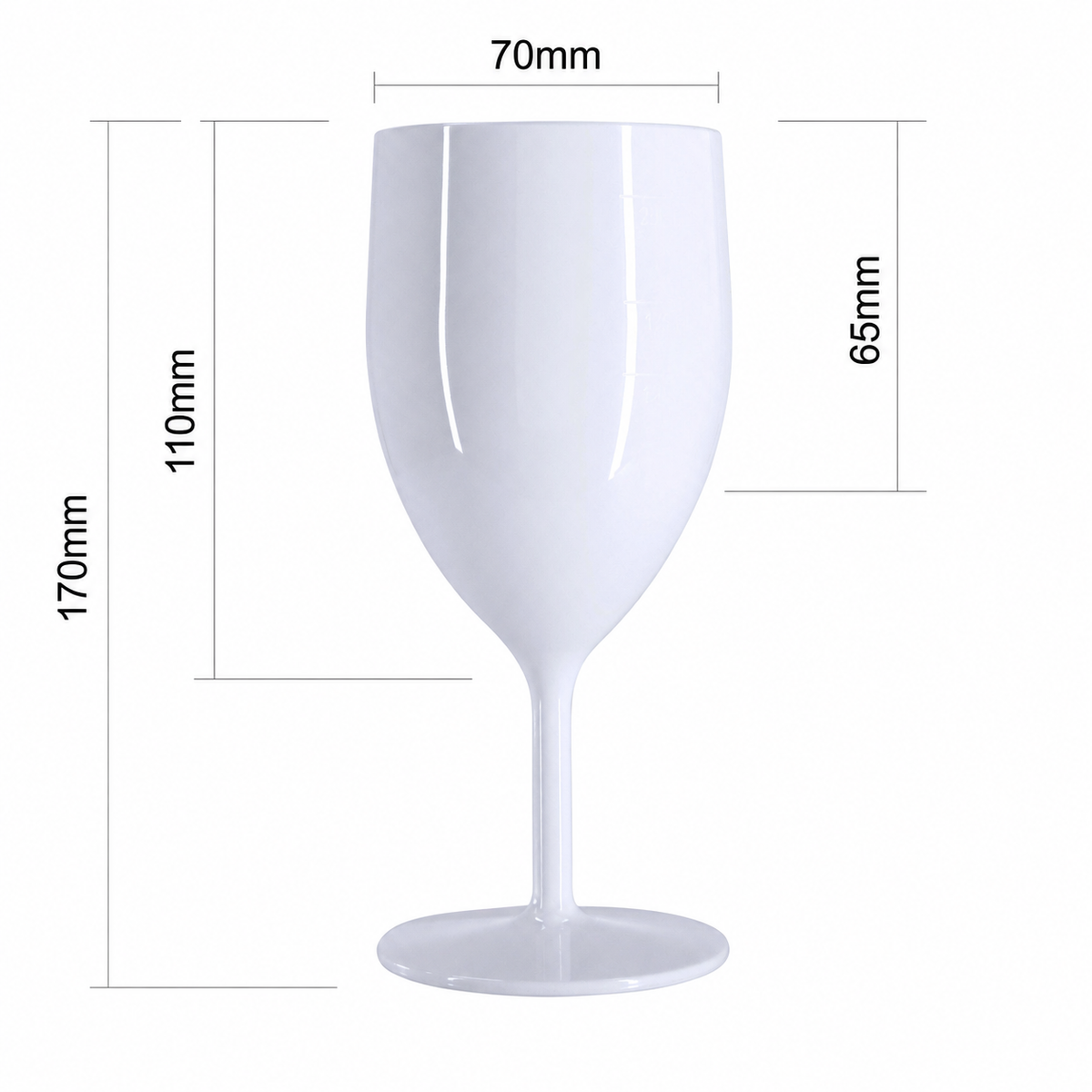 48 x White Plastic Reusable Wine Glasses 250ml 8.8oz