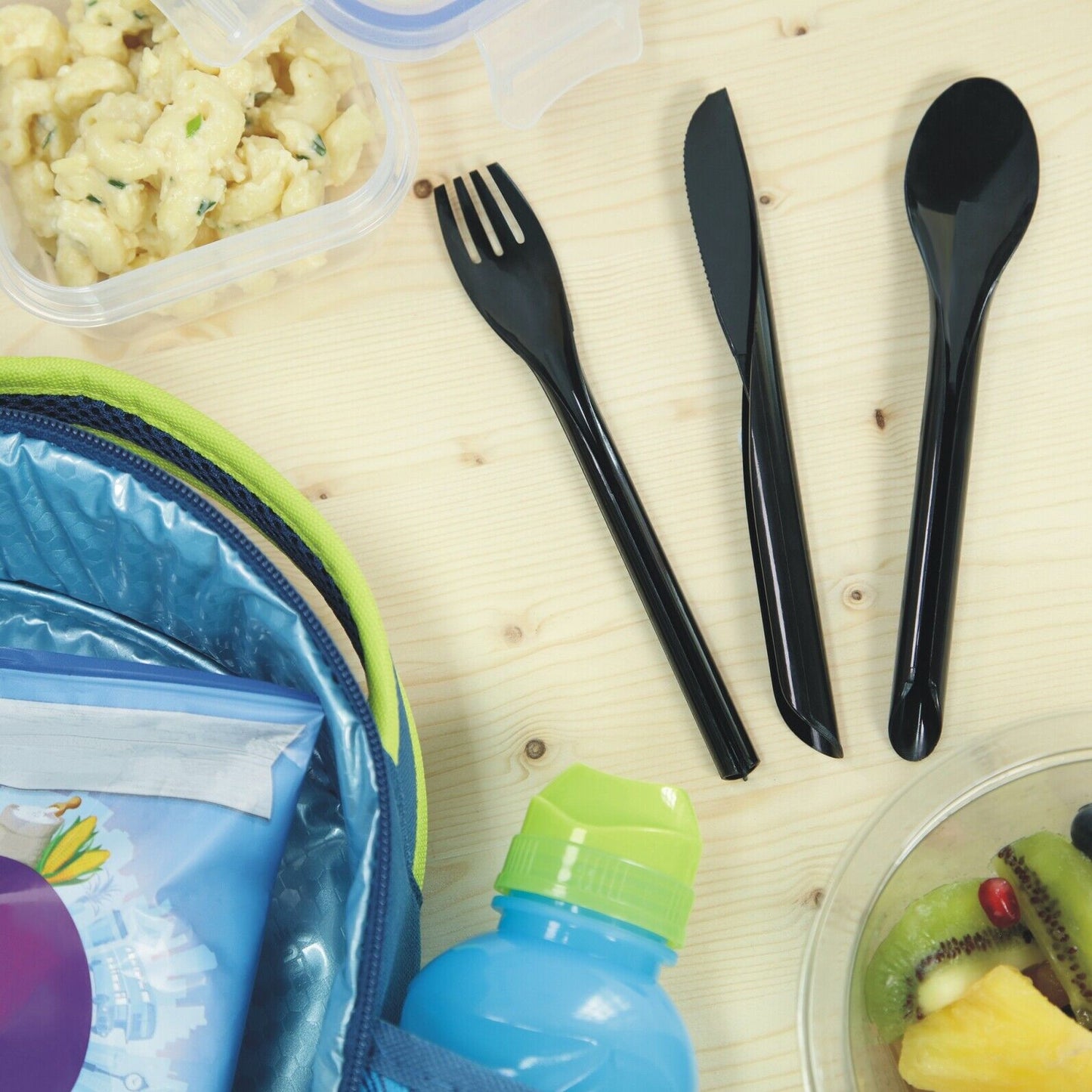 30 x Black Disposable Plastic Cutlery Sets 10 Knives, 10 Forks, 10 Spoons