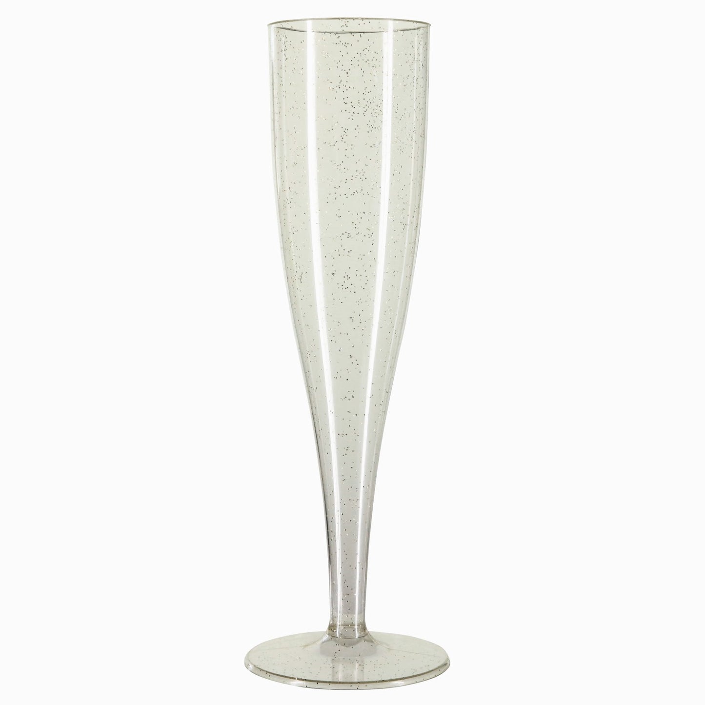 100 x Gold Glitter Disposable Plastic Prosecco Flutes 175ml 6oz