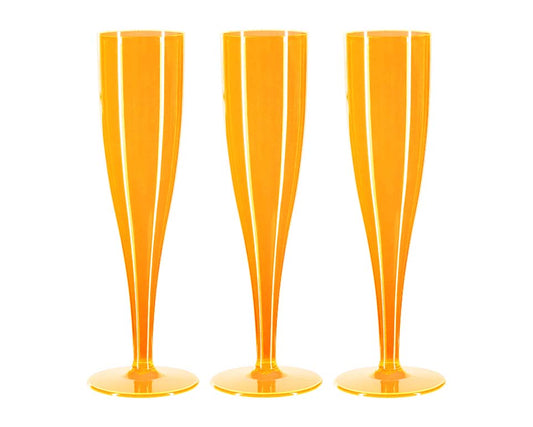 30 x Orange Plastic Disposable Prosecco Flutes 175ml 6oz
