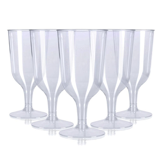 Pack of 6 x Disposable Clear Wine Glasses 2 Piece 200ml