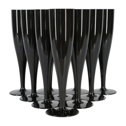 10 x Black Disposable Plastic Prosecco Champagne Flutes 175ml 6oz Product Pro Plastics