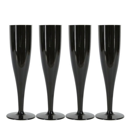10 x Black Disposable Plastic Prosecco Champagne Flutes 175ml 6oz Product Pro Plastics