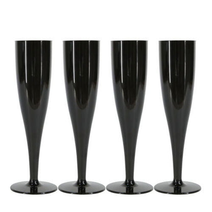10 x Black Disposable Plastic Prosecco Champagne Flutes 175ml 6oz Product Pro Plastics