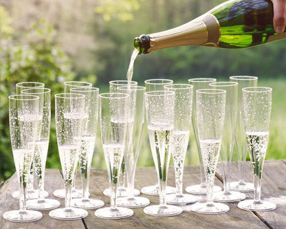 10 x Clear Disposable Plastic Prosecco Champagne Flutes 175ml 6oz Product Pro Plastics