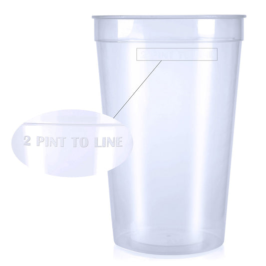 10 x Clear Plastic Reusable 2 Pint Glasses 1136ml 40oz Product Pro Plastics