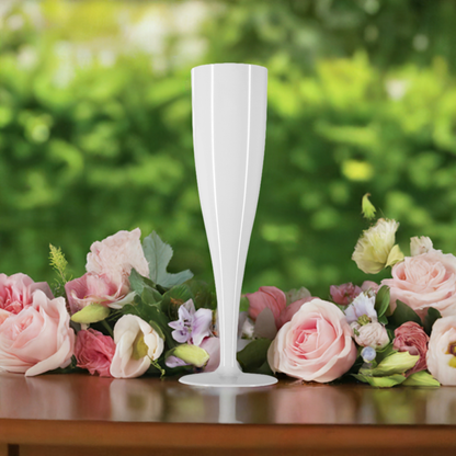 50 x White Biodegradable Plastic Prosecco Champagne Flutes 175ml 6oz