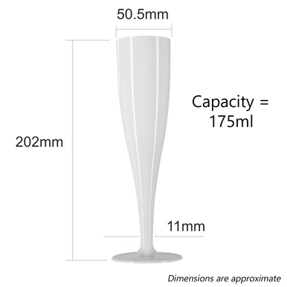 10 x White Disposable Plastic Prosecco Champagne Flutes 175ml 6oz