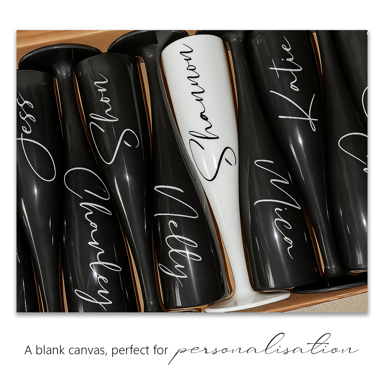 10 x Bridal Pack Plastic Prosecco Flutes 9 Black 1 White