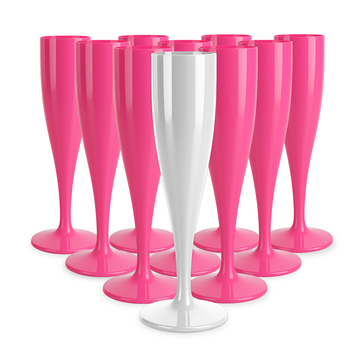 10 x Bridal Pack Plastic Prosecco Flutes 9 Pink 1 White