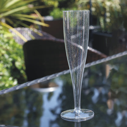 10 x Gold Glitter Plastic Prosecco Flutes 175ml 6oz