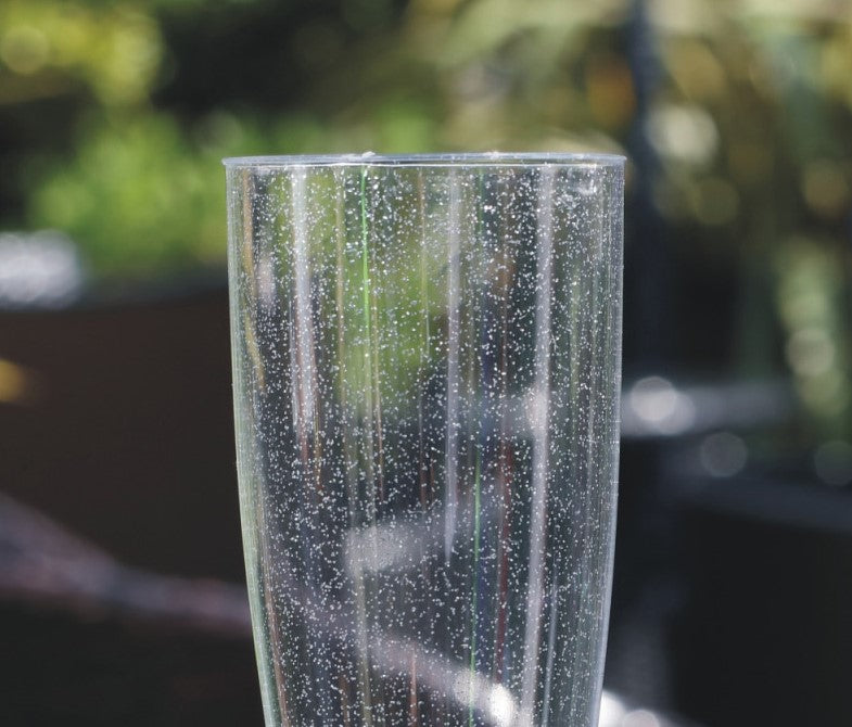 12 x Gold Glitter Plastic Prosecco Champagne Flutes 150ml