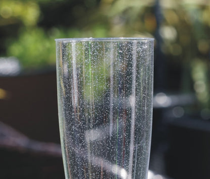 12 x Gold Glitter Plastic Prosecco Champagne Flutes 150ml