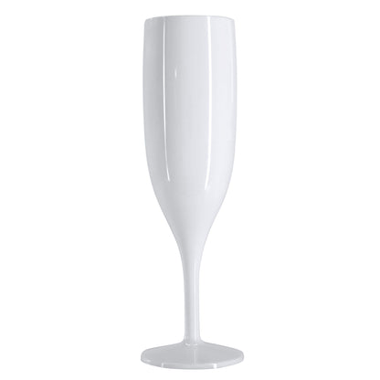 48 x White Reusable Plastic Prosecco Champagne Flutes 175ml 6oz