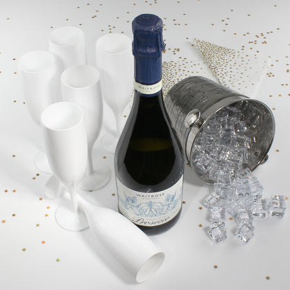 48 x White Reusable Plastic Prosecco Champagne Flutes 175ml 6oz