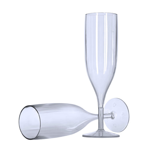 10 x Clear Reusable Plastic Prosecco Champagne Flutes 175ml 6oz CE 125ml marked