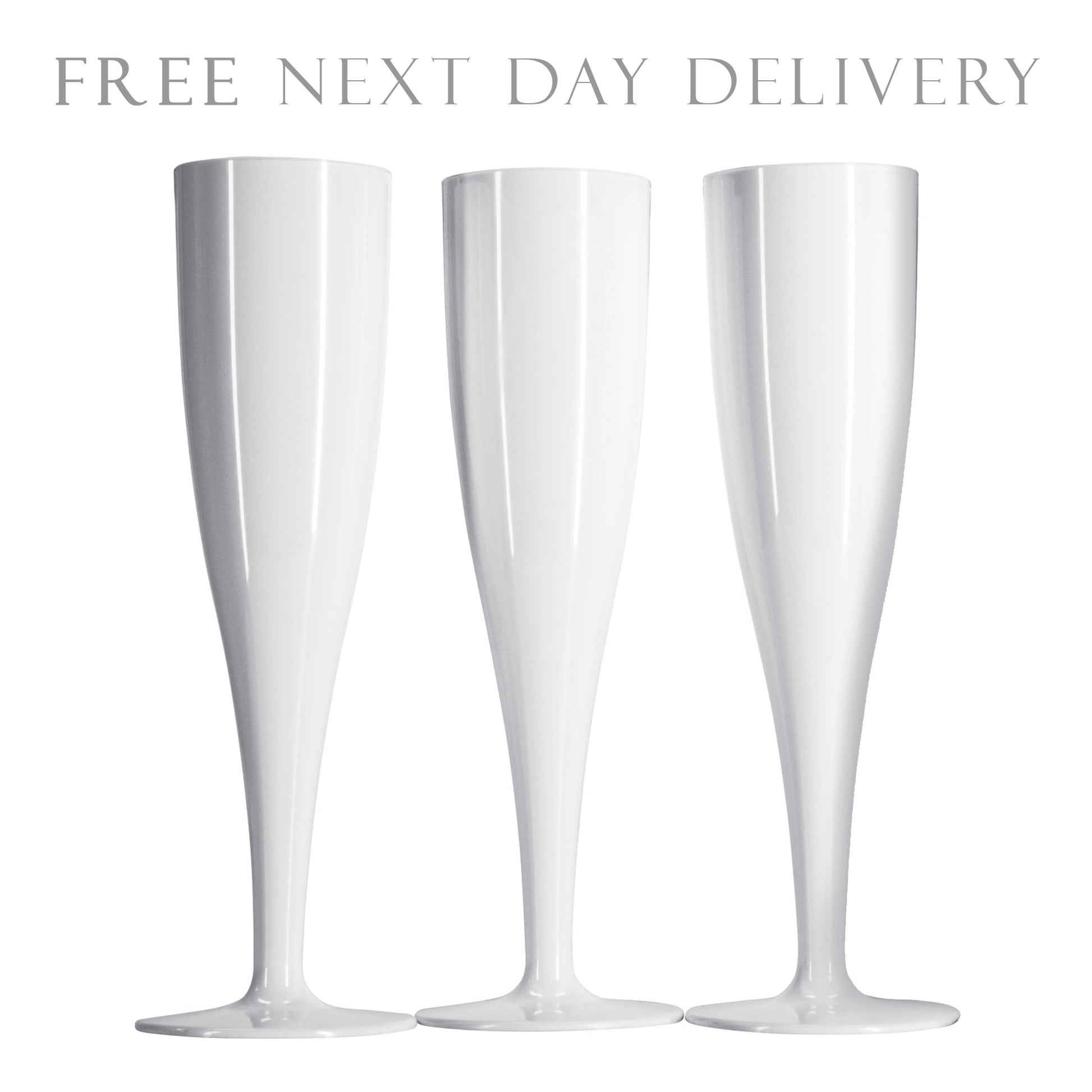 20 x White Disposable Plastic Prosecco Flutes 175ml 6oz