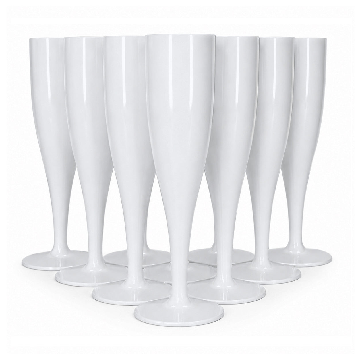 100 x White Biodegradable Plastic Prosecco Champagne Flutes 175ml 6oz