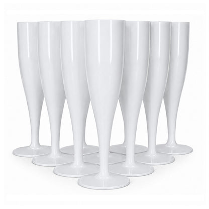 100 x White Biodegradable Plastic Prosecco Champagne Flutes 175ml 6oz