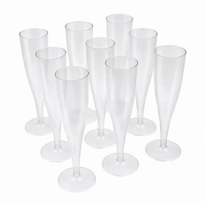 20 x Colourless Biodegradable Plastic Prosecco Champagne Flutes 175ml 6oz