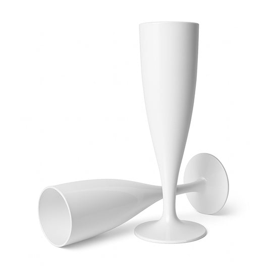 100 x White Disposable Plastic Prosecco Champagne Flutes 175ml 6oz