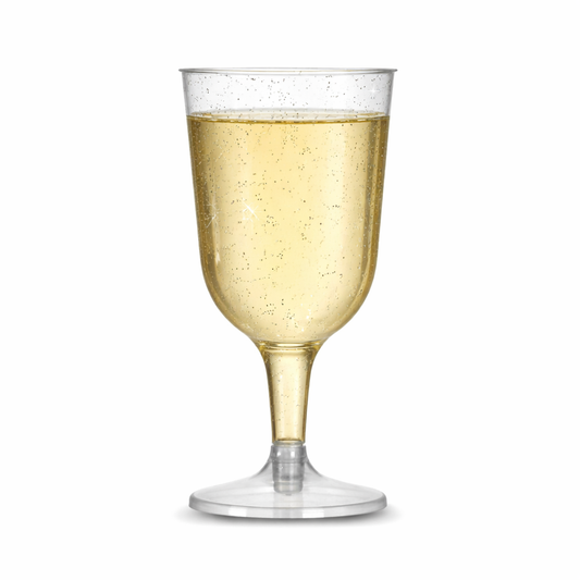 Silver Glitter Plastic Wine Glasses 200ml 7oz
