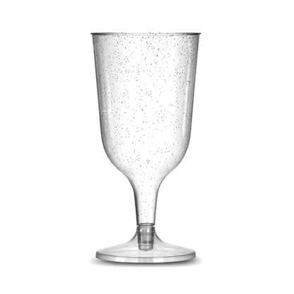 Silver Glitter Plastic Wine Glasses 200ml 7oz