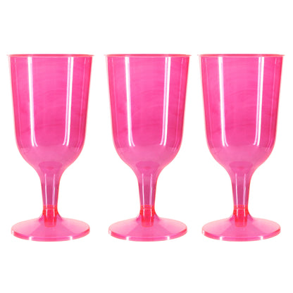 6 x Pink Plastic Wine Glasses 200ml 7oz