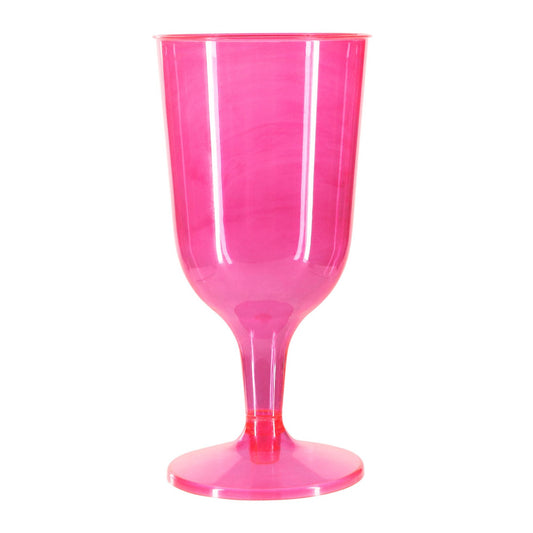 6 x Pink Plastic Disposable Wine Glasses 200ml 7oz