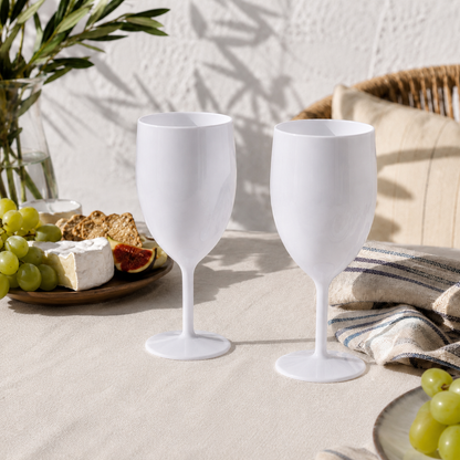 48 x White Plastic Reusable Wine Glasses 250ml 8.8oz