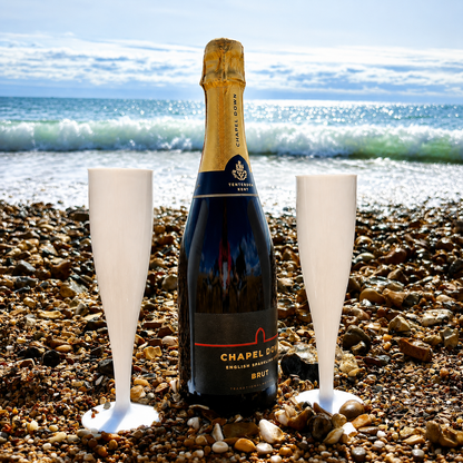 10 x White Disposable Plastic Prosecco Champagne Flutes 175ml 6oz