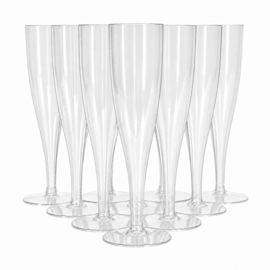 20 x Colourless Biodegradable Plastic Prosecco Champagne Flutes 175ml 6oz