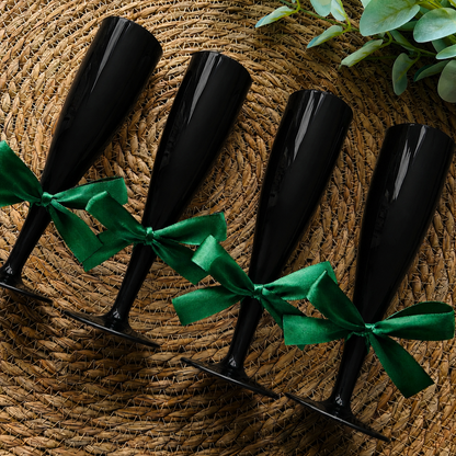 20 x Black Biodegradable Plastic Prosecco Champagne Flutes 175ml 6oz