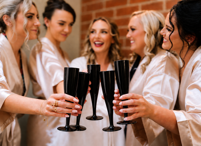 20 x Black Biodegradable Plastic Prosecco Champagne Flutes 175ml 6oz