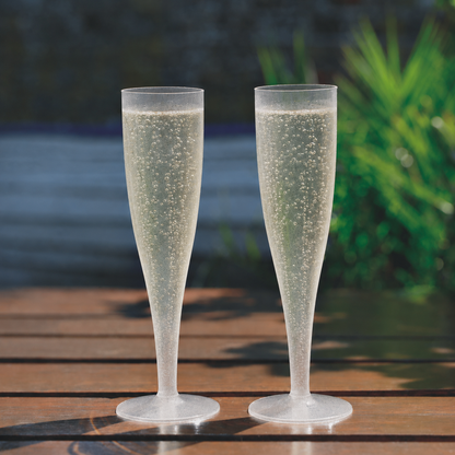 20 x Colourless Biodegradable Plastic Prosecco Champagne Flutes 175ml 6oz
