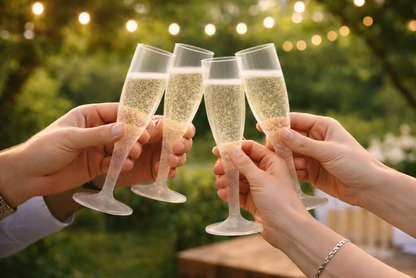 20 x Colourless Biodegradable Plastic Prosecco Champagne Flutes 175ml 6oz