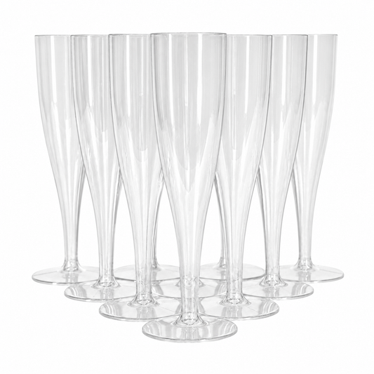 20 x Clear Plastic Prosecco Champagne Flutes 175ml 6oz