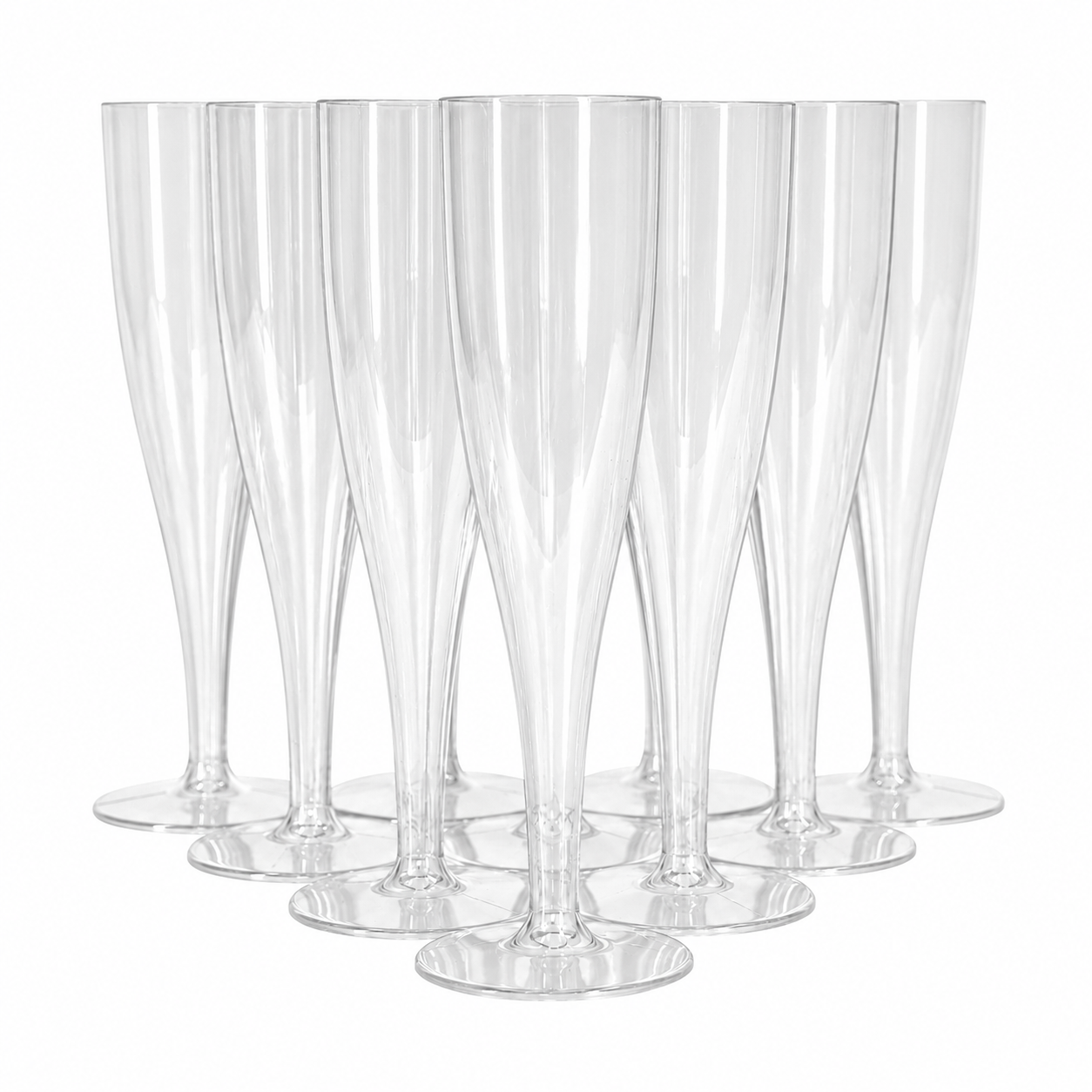 50 x Clear Plastic Prosecco Champagne Flutes 175ml 6oz