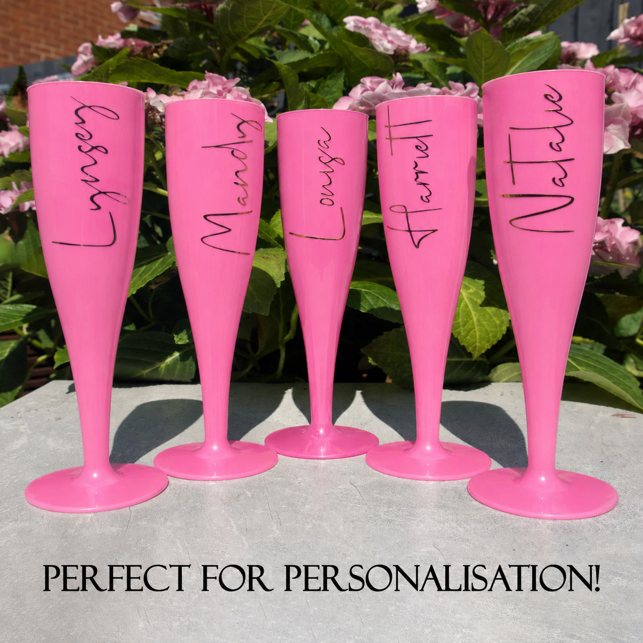20 x Pink Biodegradable Plastic Prosecco Champagne Flutes 175ml 6oz