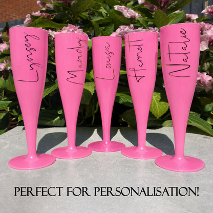20 x Pink Biodegradable Plastic Prosecco Champagne Flutes 175ml 6oz