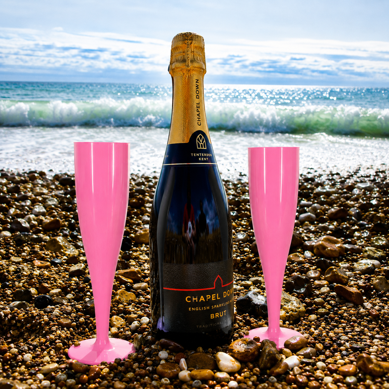 10 x Bridal Pack Plastic Prosecco Flutes 9 Pink 1 White