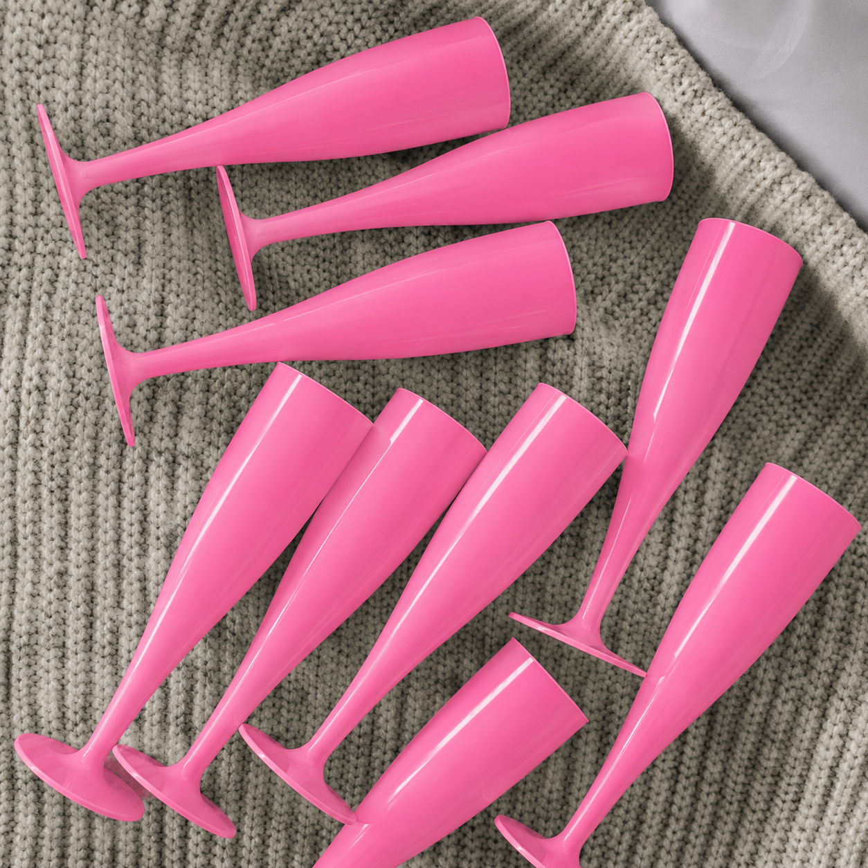 20 x Pink Biodegradable Plastic Prosecco Champagne Flutes 175ml 6oz