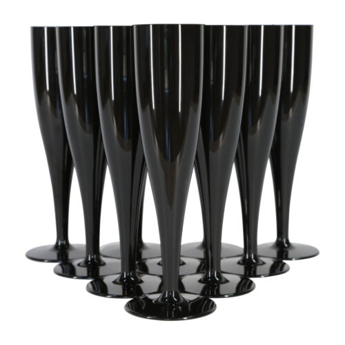 20 x Black Disposable Plastic Prosecco Flutes 175ml 6oz