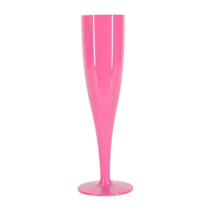 10 x Pink Disposable Plastic Prosecco Flutes 175ml 6oz