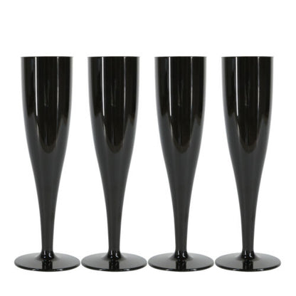 20 x Black Disposable Plastic Prosecco Flutes 175ml 6oz